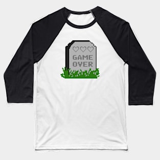 Game Over Tombstone 8bit Baseball T-Shirt